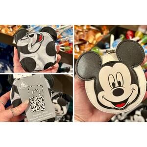 2025 Disney Parks Mickey Mouse Black White Bag Charm Keychain Packable Tote